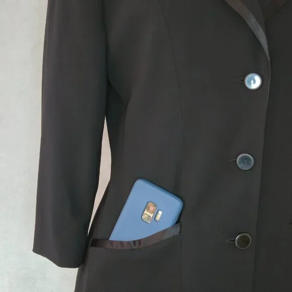 Vintage Jacob 3/4 Sleeve Blazer | Satin Trim Detail | Size 10 - Picture 6 of 10